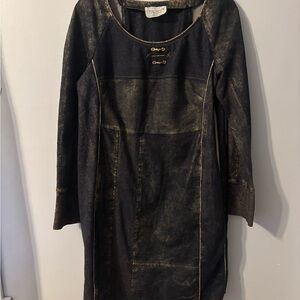538D Elisa Cavaletti Black and Gold Long Sleeve Dress